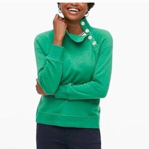 J Crew green button cowl sweater size S